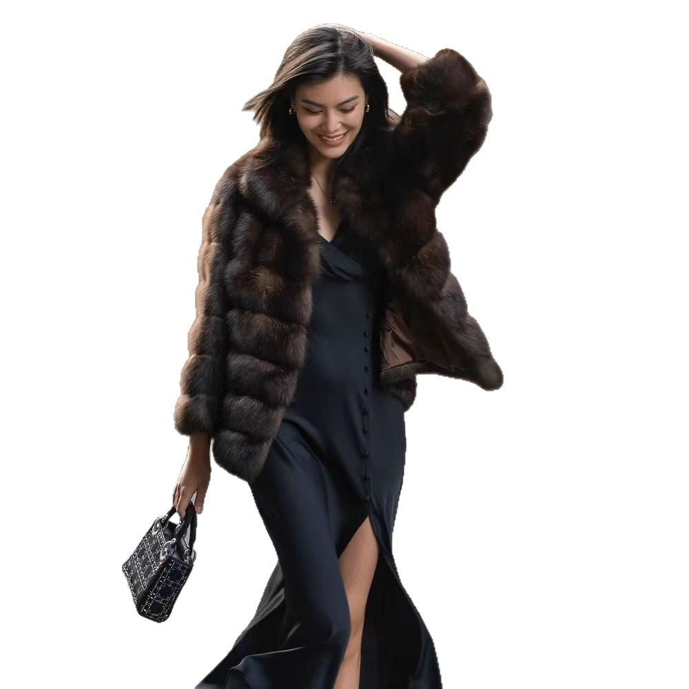 Ladies Luxurious Faux Fur Jacket with Voluminous Sleeves Lune London