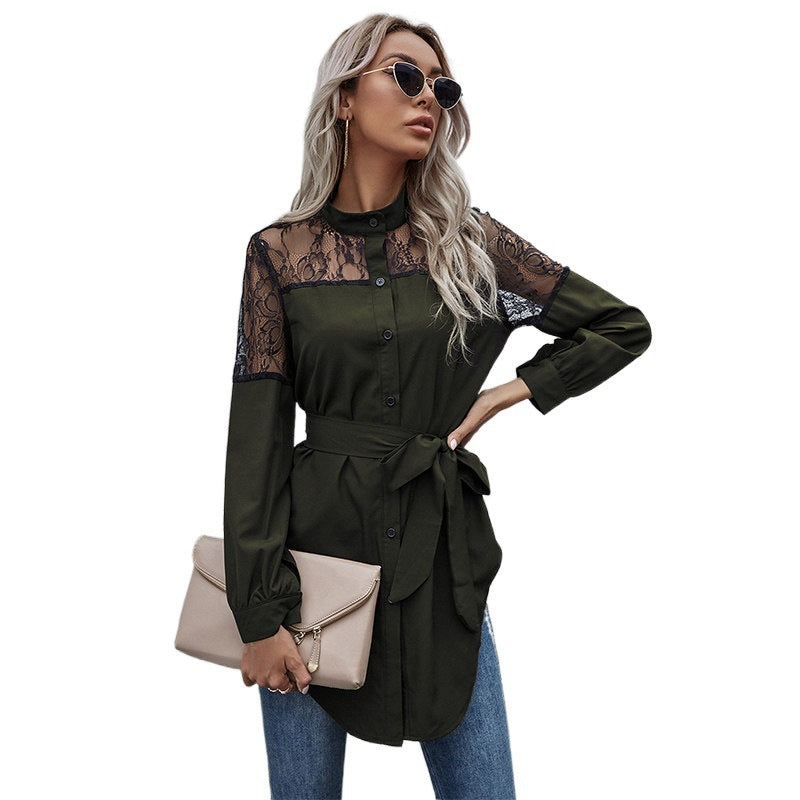 Shirt dress women with lace shoulders Lune London