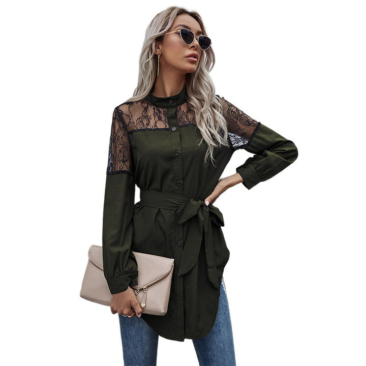 Shirt dress women with lace shoulders Lune London
