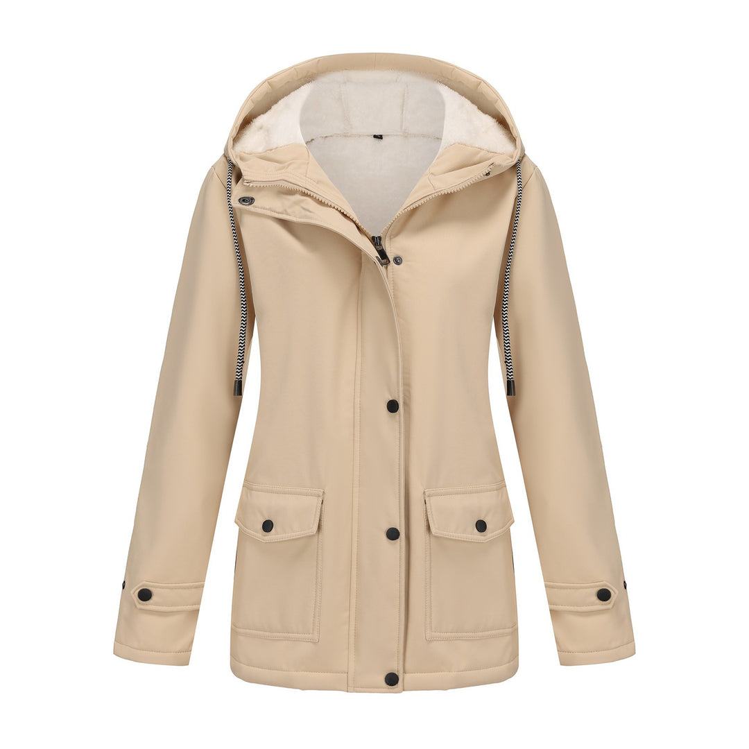 Women waterproof hooded jacket with soft fleece lining Lune London