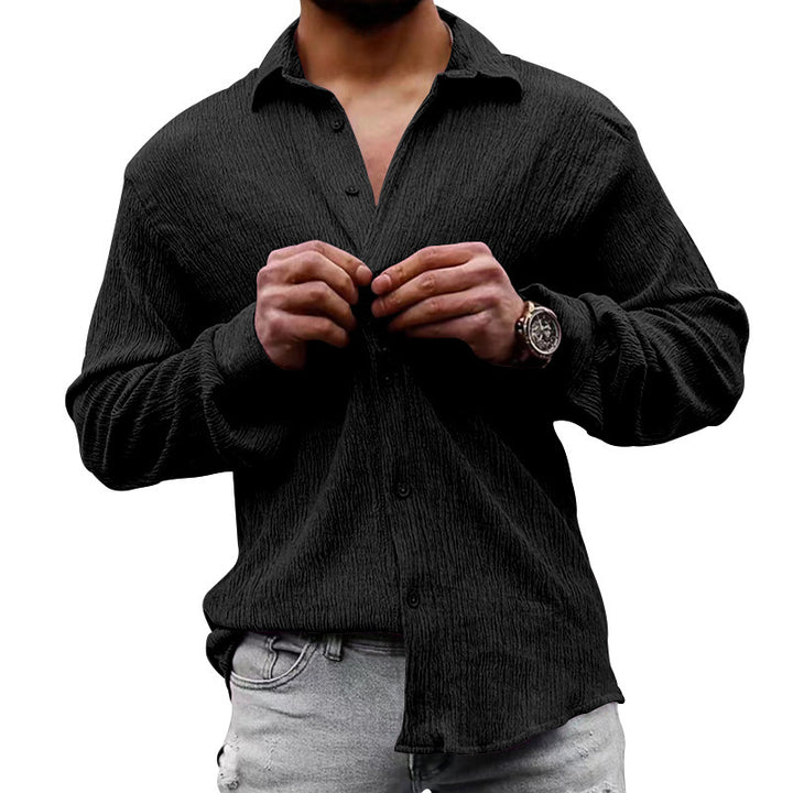 Men's casual long sleeve shirt with textured design Amarae
