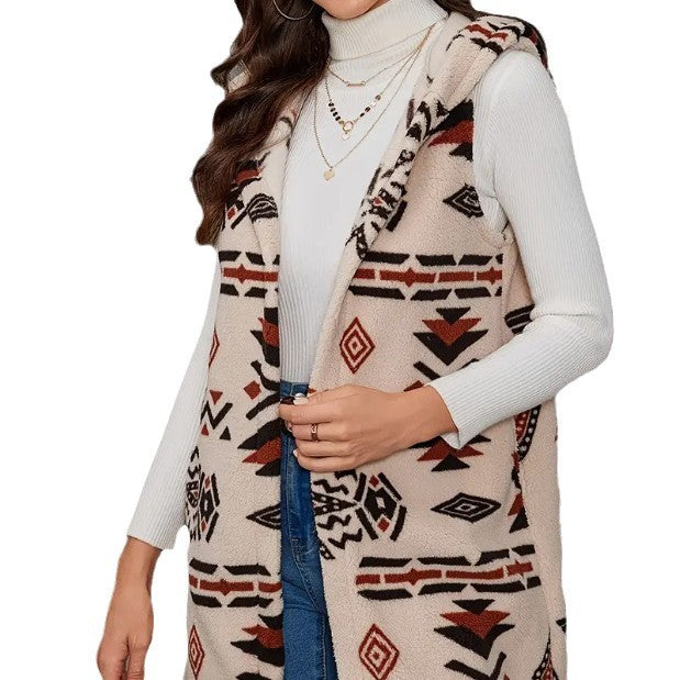 Ladies Elegant and comfortable plush vest with ethnic pattern Amarae