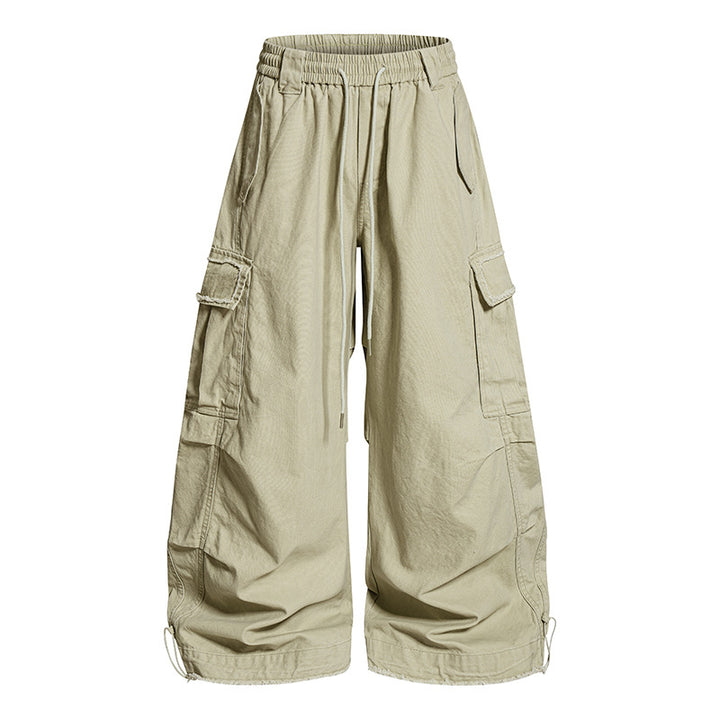 Women's Wide Cargo Pants with Elastic Waistband, Cargo Pockets, and Adjustable Hem Amarae
