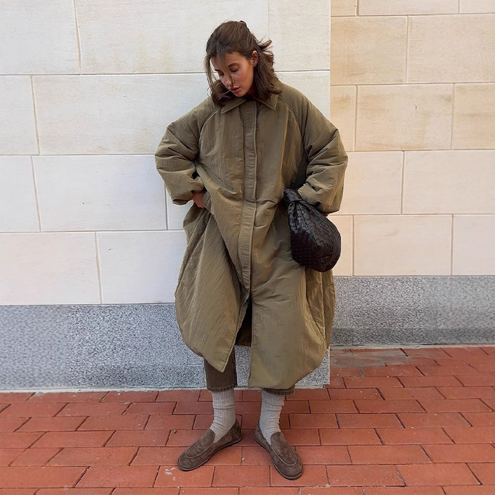 Women's Oversized Padded Coat with Balloon Hem and Raglan Sleeves Amarae