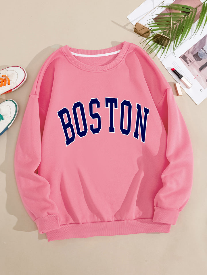 Women casual sweatshirt with Boston print Chic & Stil