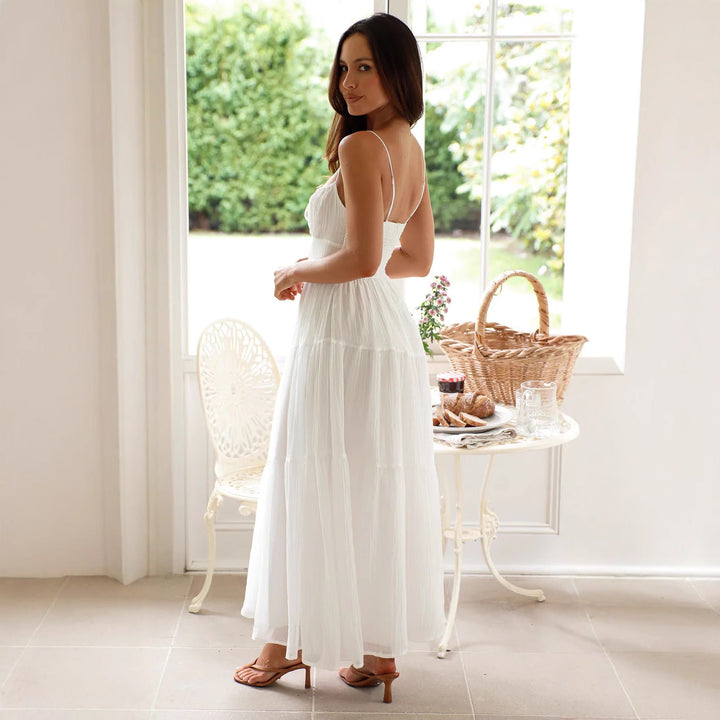 Maxi dress for women with adjustable spaghetti straps Lune London