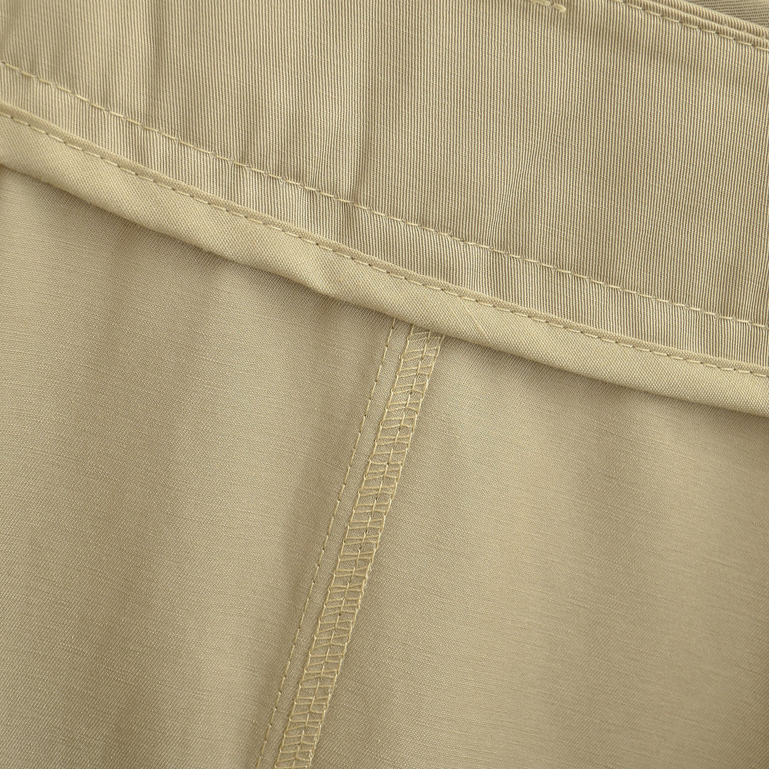 Women's A-Line Trench Skirt with Waist Belt and Decorative Button Placket Amarae