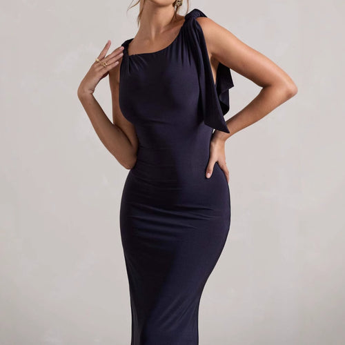 Ladies Elegant Maxi Dress with Asymmetric Strap and Fitted Cut Amarae