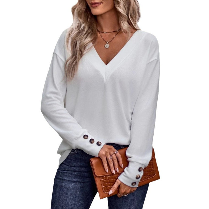 V-neck sweater for women with button details Lune London