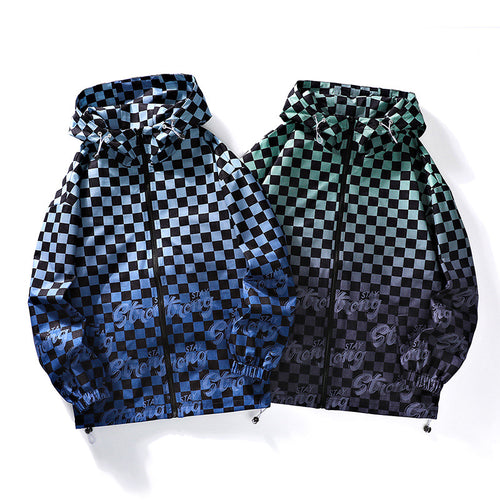 Unisex Stylish Checkered Pattern Sports Hoodie