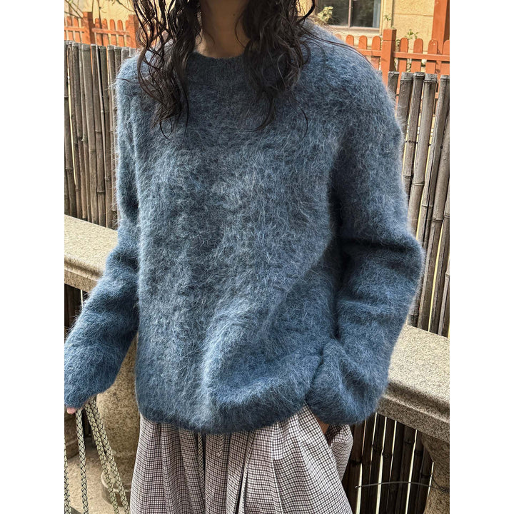 Women Fluffy Mohair-Mix Sweater with Loose Oversize Cut Amarae