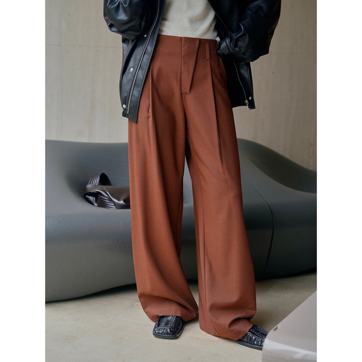 Women's High-Waisted Palazzo Suit Pants with Front Crease and Deep Crotch Amarae