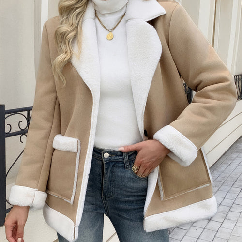 Fashion jacket for women with soft faux fur lining and elegant pockets Amarae