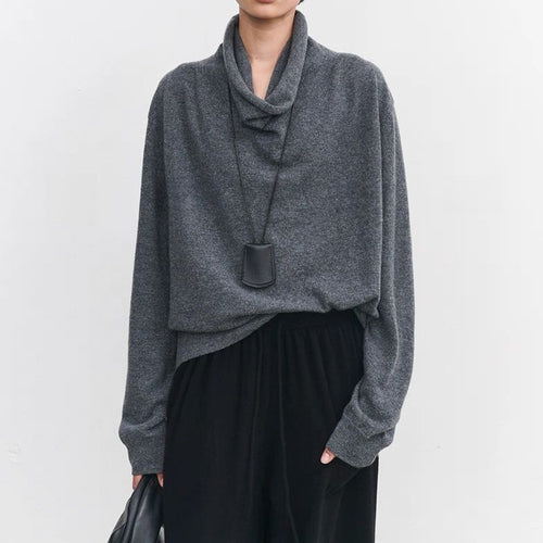 Casual long sleeve shirt for women with an elegant draped neckline and a relaxed fit Amarae