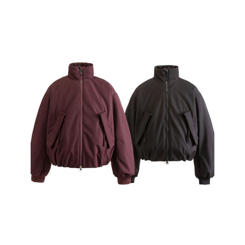 Unisex Boxy quilted bomber jacket with high stand-up collar and flap pockets Amarae
