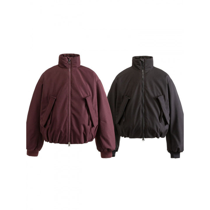 Unisex Boxy quilted bomber jacket with high stand-up collar and flap pockets Amarae