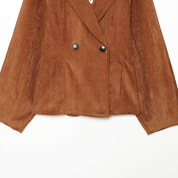 Women’s Short Blazer with Shawl Collar and Double-Breasted Button Placket Amarae