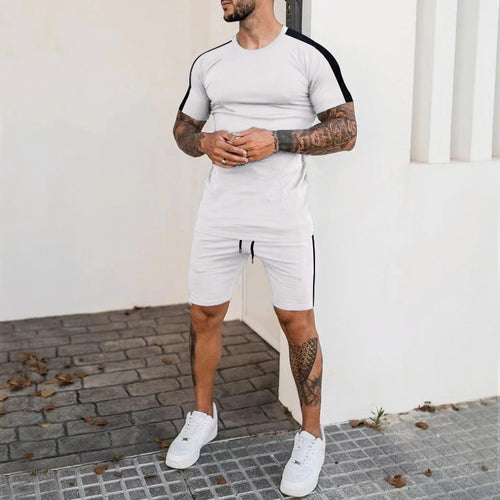 Men's sports set with short sleeves and shorts with contrasting details Amarae