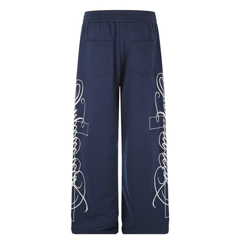 Women's Wide Palazzo Sweatpants with Elastic Comfort Waistband and Decorative Side Embroidery Amarae