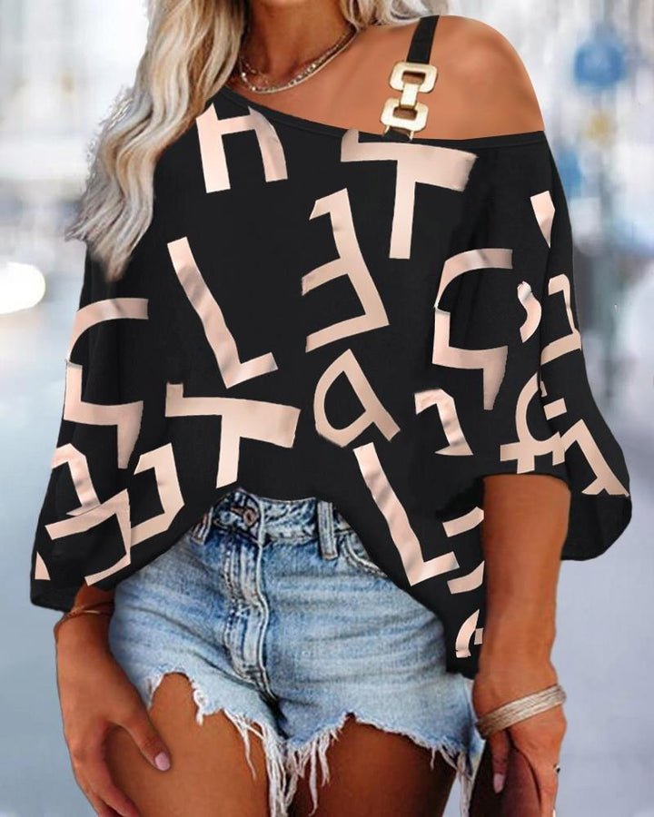 Women Asymmetrical Top with Graphic Print Lune London