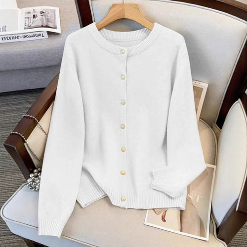 Ladies knitted sweater and cardigan with pearl buttons Amarae