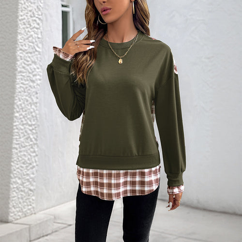 Women's casual top with ruffle details and contrasting sleeves Amarae