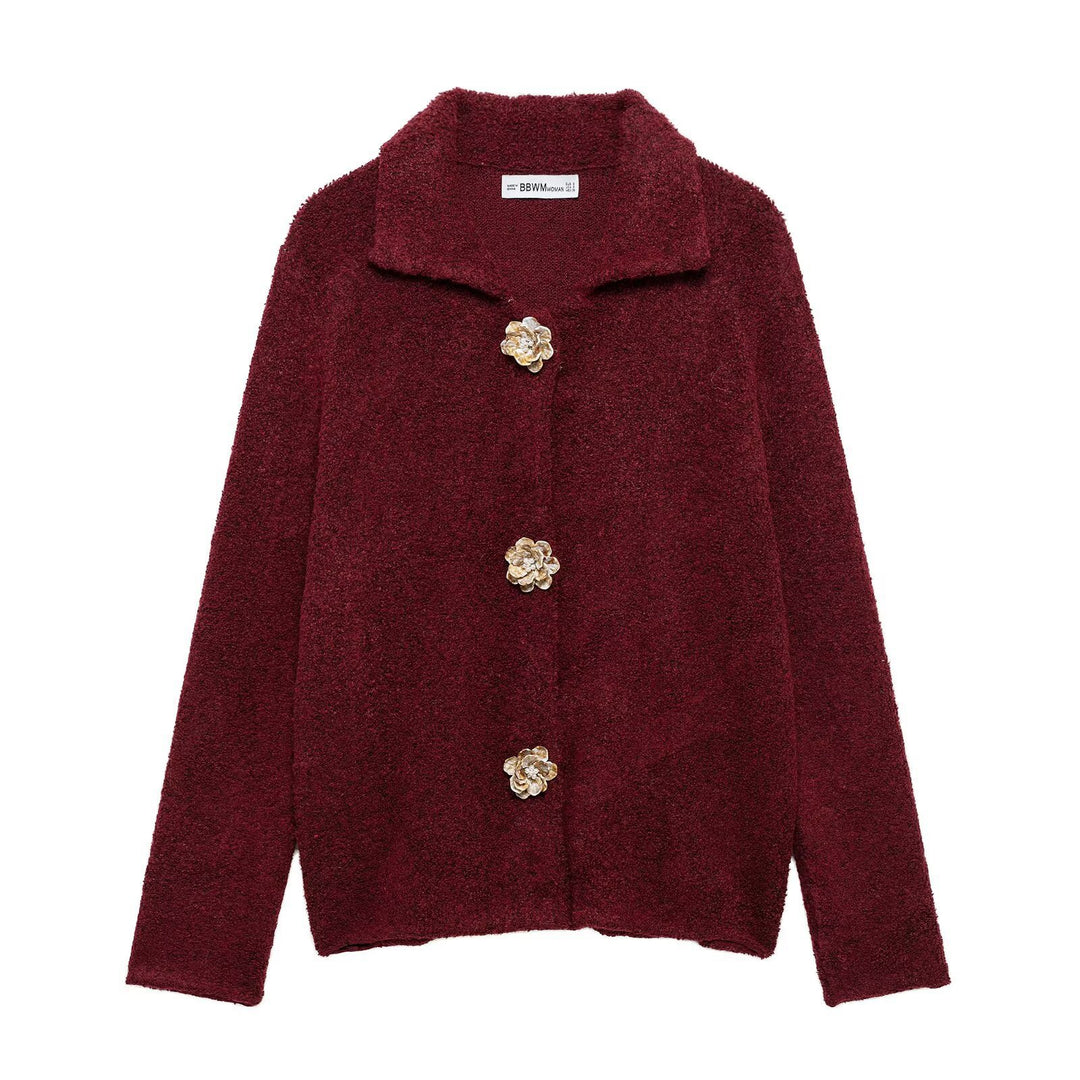 Ladies plush coat with decorative buttons Lune London