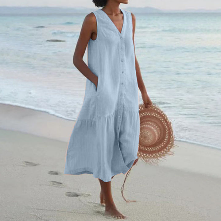 Ladies chic summer linen dress