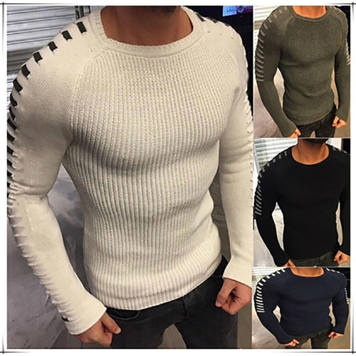 Stylish fine knit pullover for men with trendy contrasting stripes Amarae