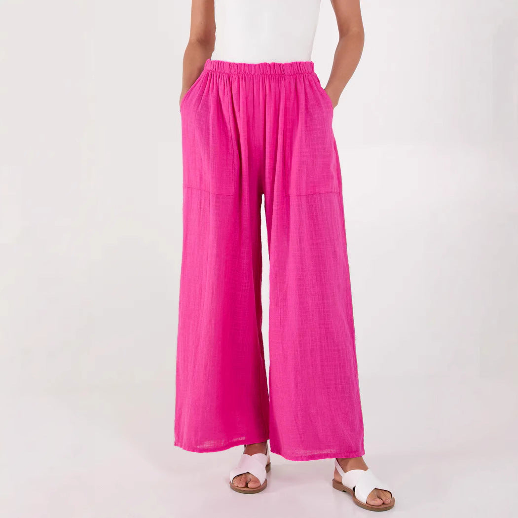 Light chiffon pants for women with elastic waist and practical pockets Lune London