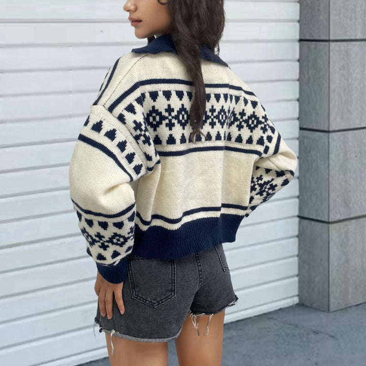 Fashionable winter sweater for ladies with geometric pattern Lune London