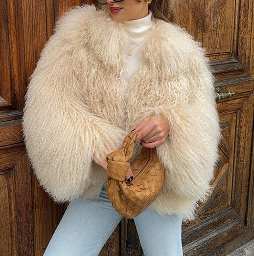 Ladies Plush Cardigan with Voluminous Sleeves Amarae