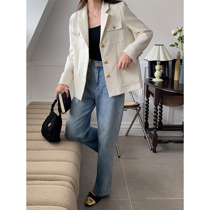 Women's modern boucle blazer jacket with practical pockets Chic & Stil