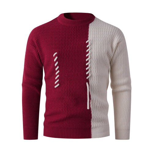 Men's knitted sweater with a modern cable pattern and contrasting details Amarae