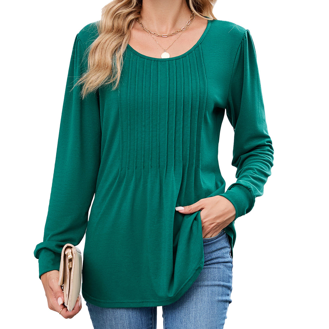Long sleeve women's T-shirt with decorative pleats Lune London