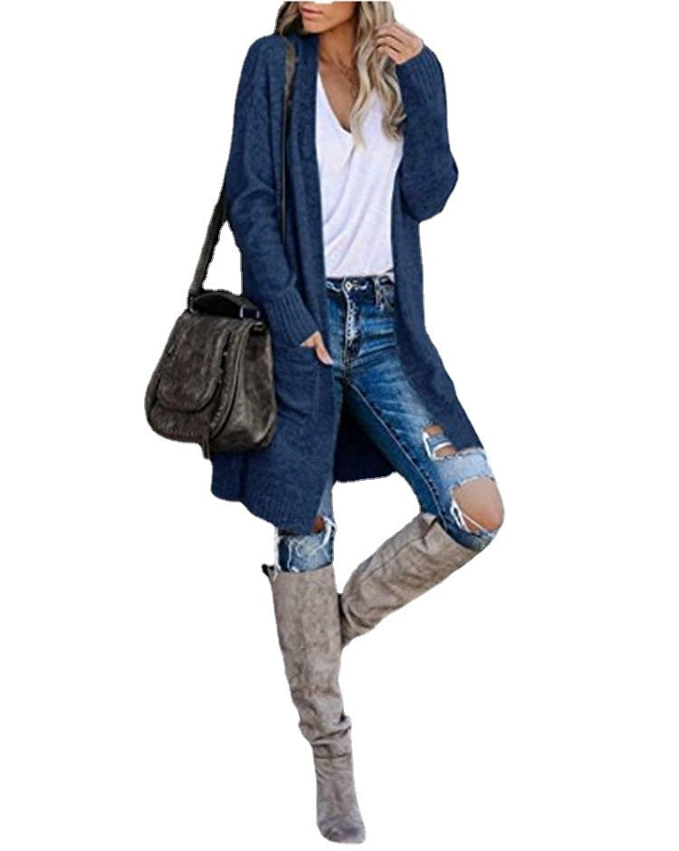 Cardigan en tricot épais pour femmes avec coupe décontractée et poches pratiques Chic & Stil