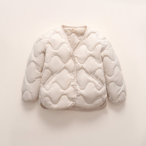 Quilted down jacket for women with modern wave patterns and practical pockets Amarae