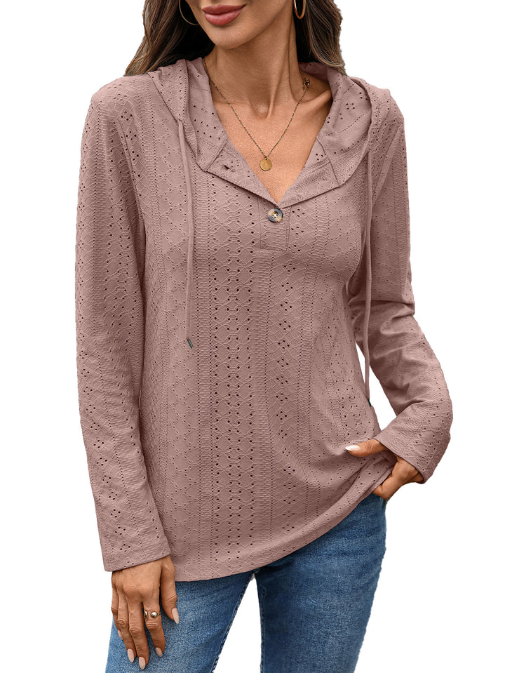 Women’s blouse with a small hole pattern and hood Lune London
