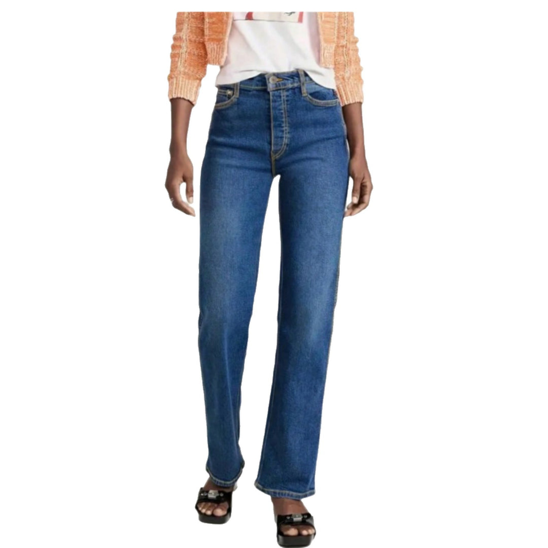 Women High-Waisted Straight-Leg Jeans with a Slight Flare and Five-Pocket Design Amarae