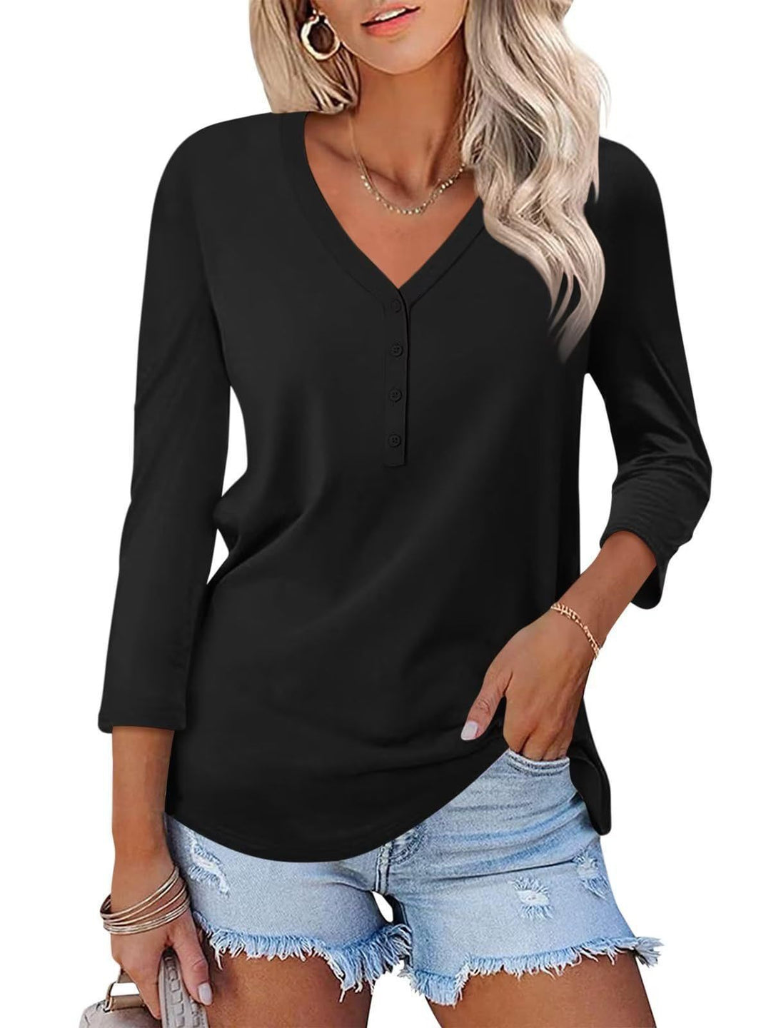 Chemise à manches longues pour femmes col en V Chic & Stil