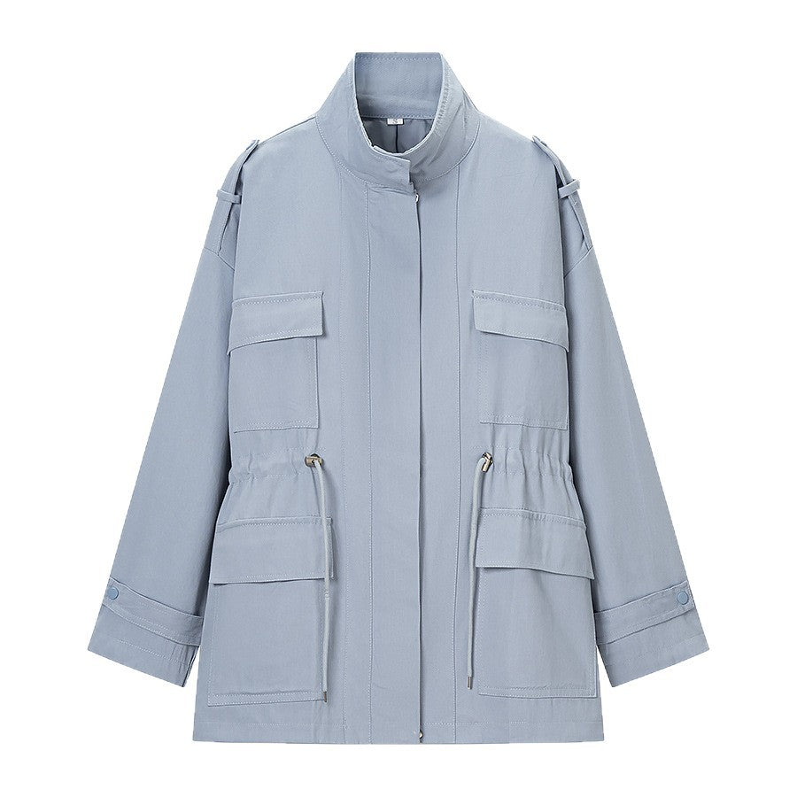 Women's utility parka with stand-up collar, drawstring waist and flap pockets Amarae