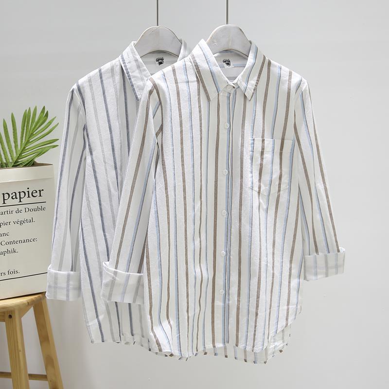 Blouse décontractée pour femmes à manches longues avec motif fin à rayures Chic & Stil