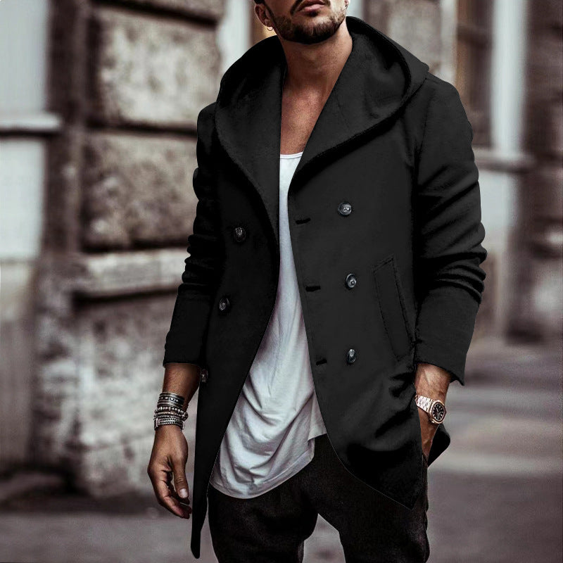 Urban coat for men with oversized hood and double-breasted Lune London