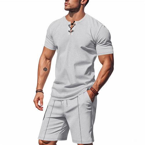 Men's leisure set with casual round neck and practical design Amarae