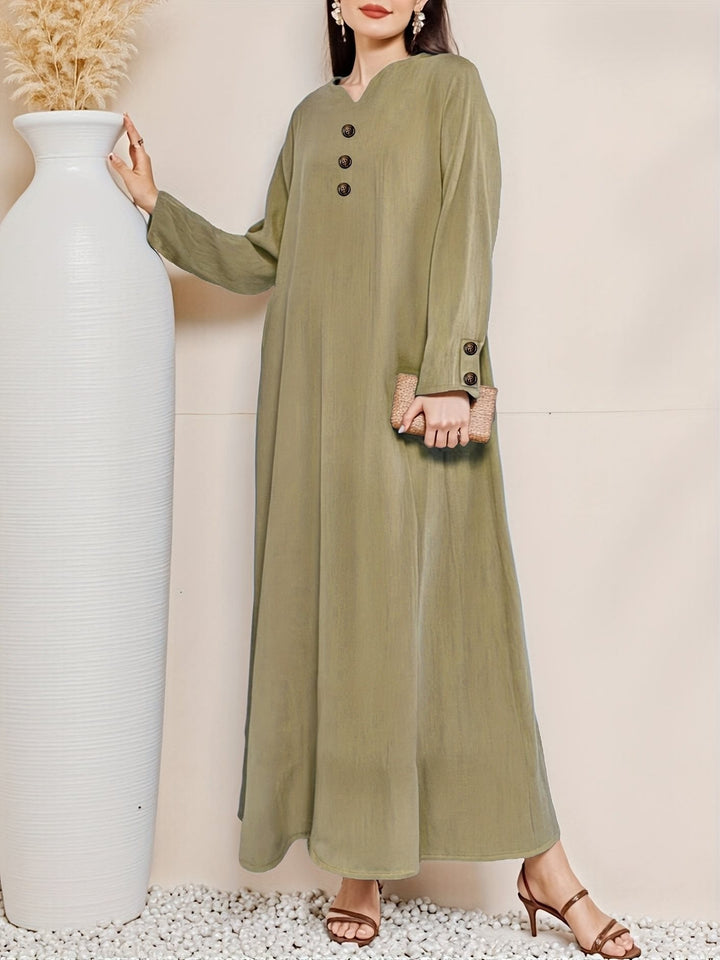 Maxi dress for women with an elegant button placket Lune London