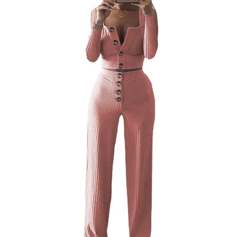 Knitted set for women with button placket and loose fit Lune London