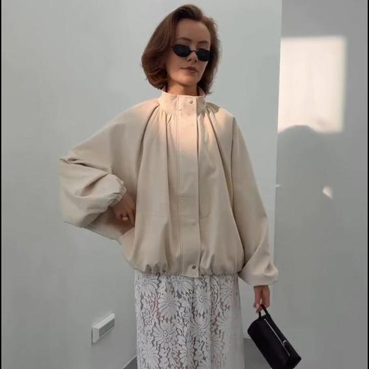 Women's Oversized Blouson Jacket with Stand-Up Collar and Volume Sleeves Amarae