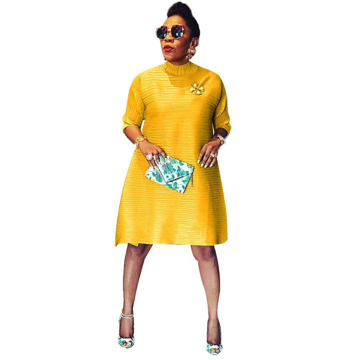 Casual women's leisure dress with high collar and pocket with Lune London pattern