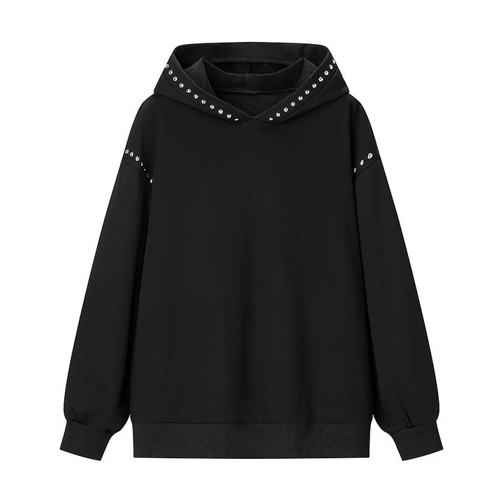 Women's Oversize Hoodie with Metal Stud Trim and Balloon Sleeves Amarae