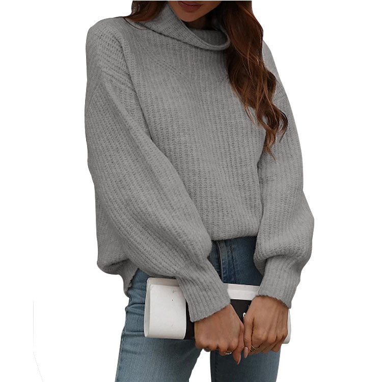 Knit sweater for women with a loose fit and trendy turtleneck Lune London